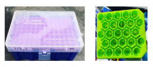 Figure 1: Pipette Tip Box and Figure 2: Plastic Conical Tube Racks